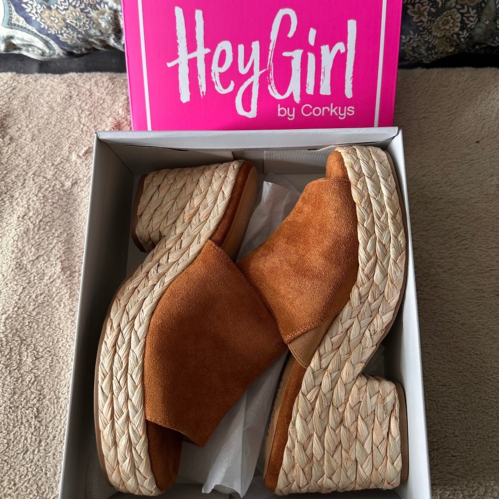 Corkys Solstice Wedge Sandal - Cognac